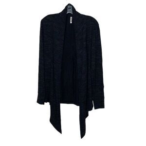Peach Black Jersey Knit Open Cardigan Jacket Womens Size Small Space Dye